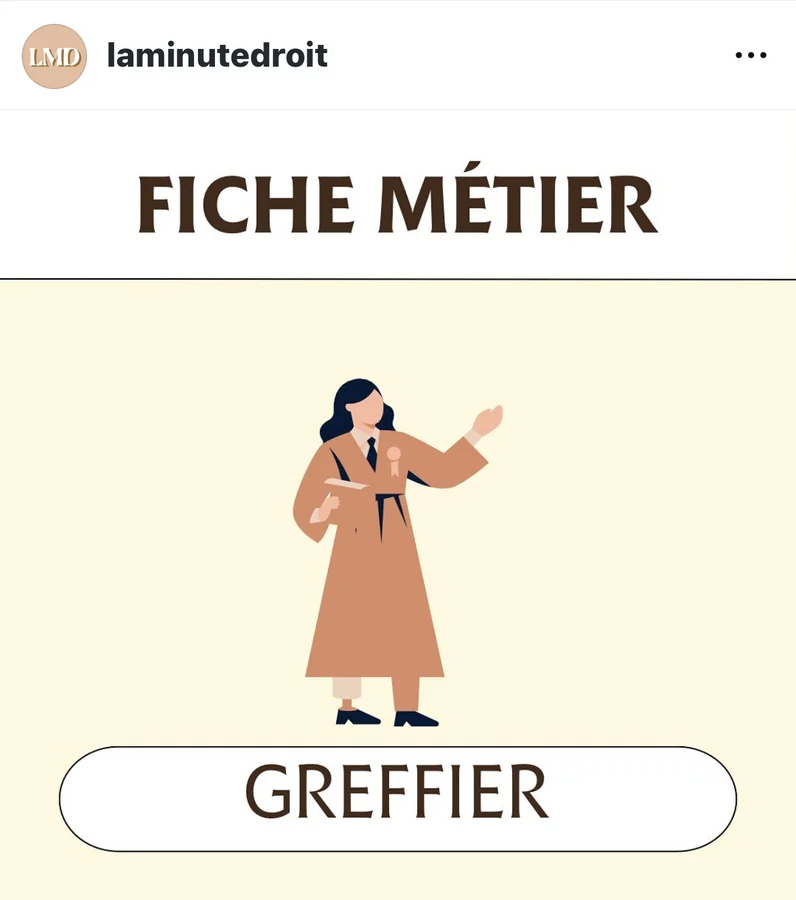 Post Instagram La Minute Droit fiche métier greffier