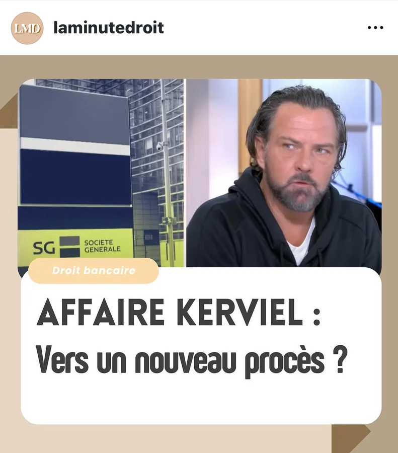 Post Instagram La Minute Droit sur l'affaire Kerviel