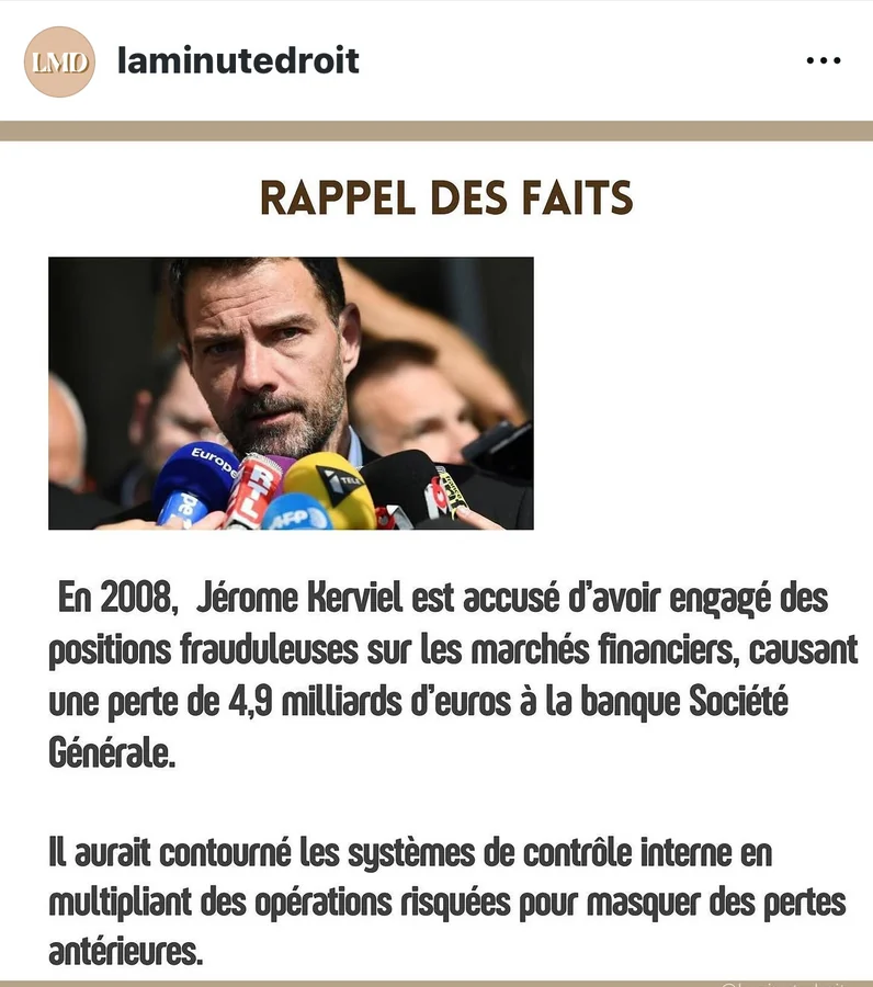 Post Instagram La Minute Droit rappel des faits